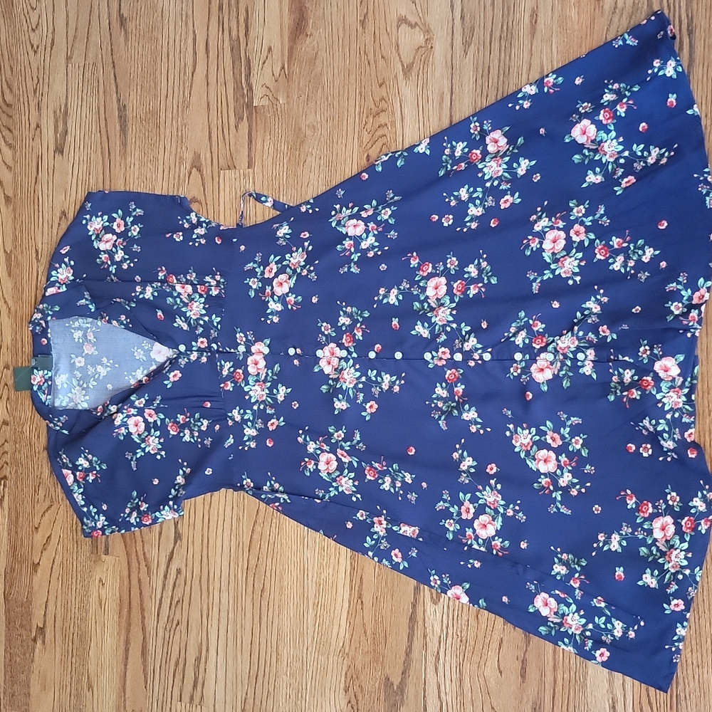 NWT Navy Floral Button-down Dress